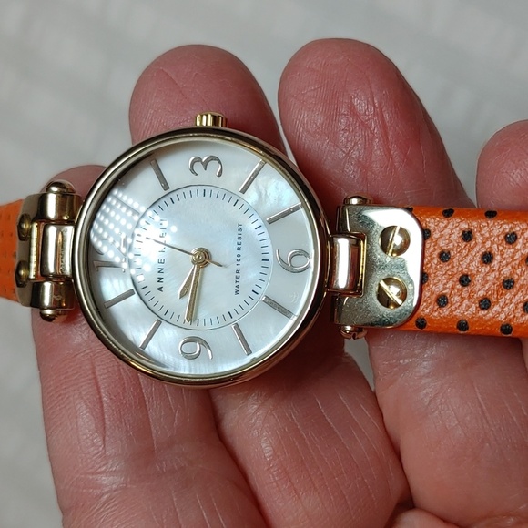 Anne Klein Orange Leather Mother Of Pearl Watch - Picture 4 of 8